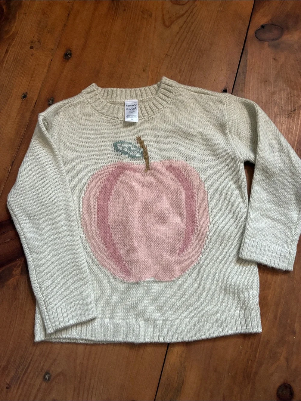 Carter's Cream Sweater with Pink Peach Graphic